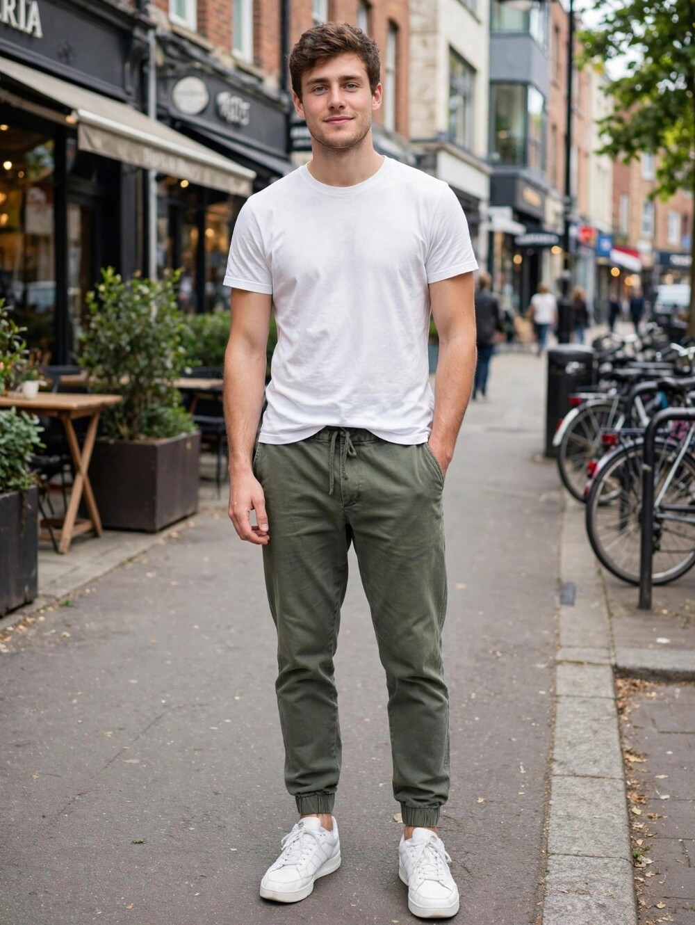 Uniqlo Olive Green Jogger Pants Drawstring Elastic Cuffs | Size S